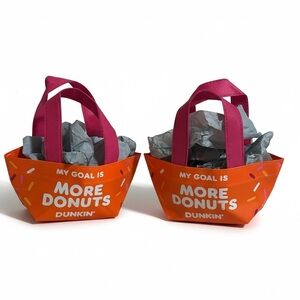 2 Dunkin Donuts Mini Orange Tote Bags